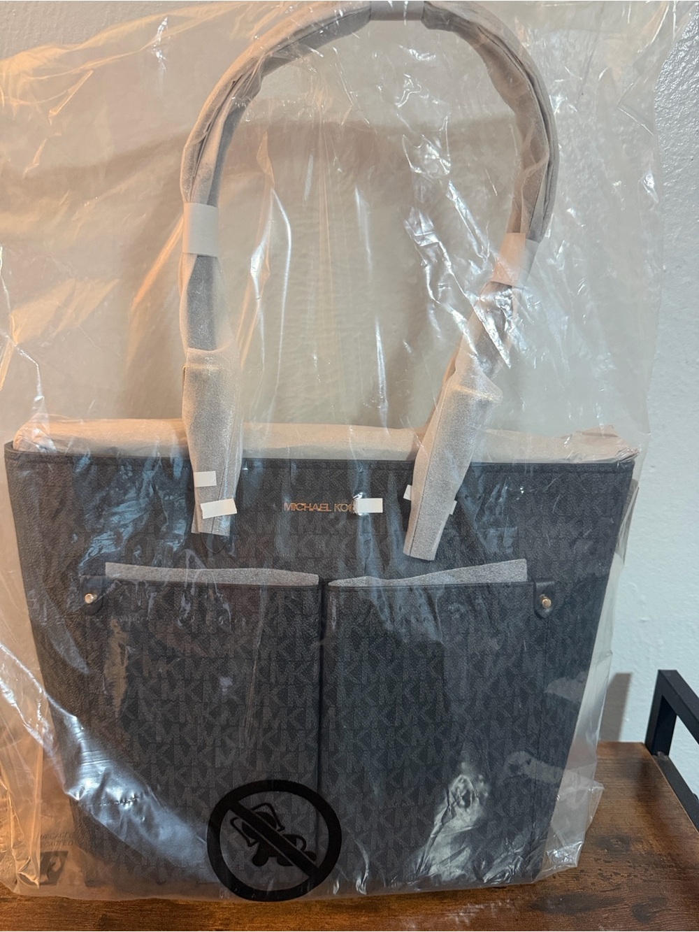 Michael Kors Black Tote with Gray Trim and Logo